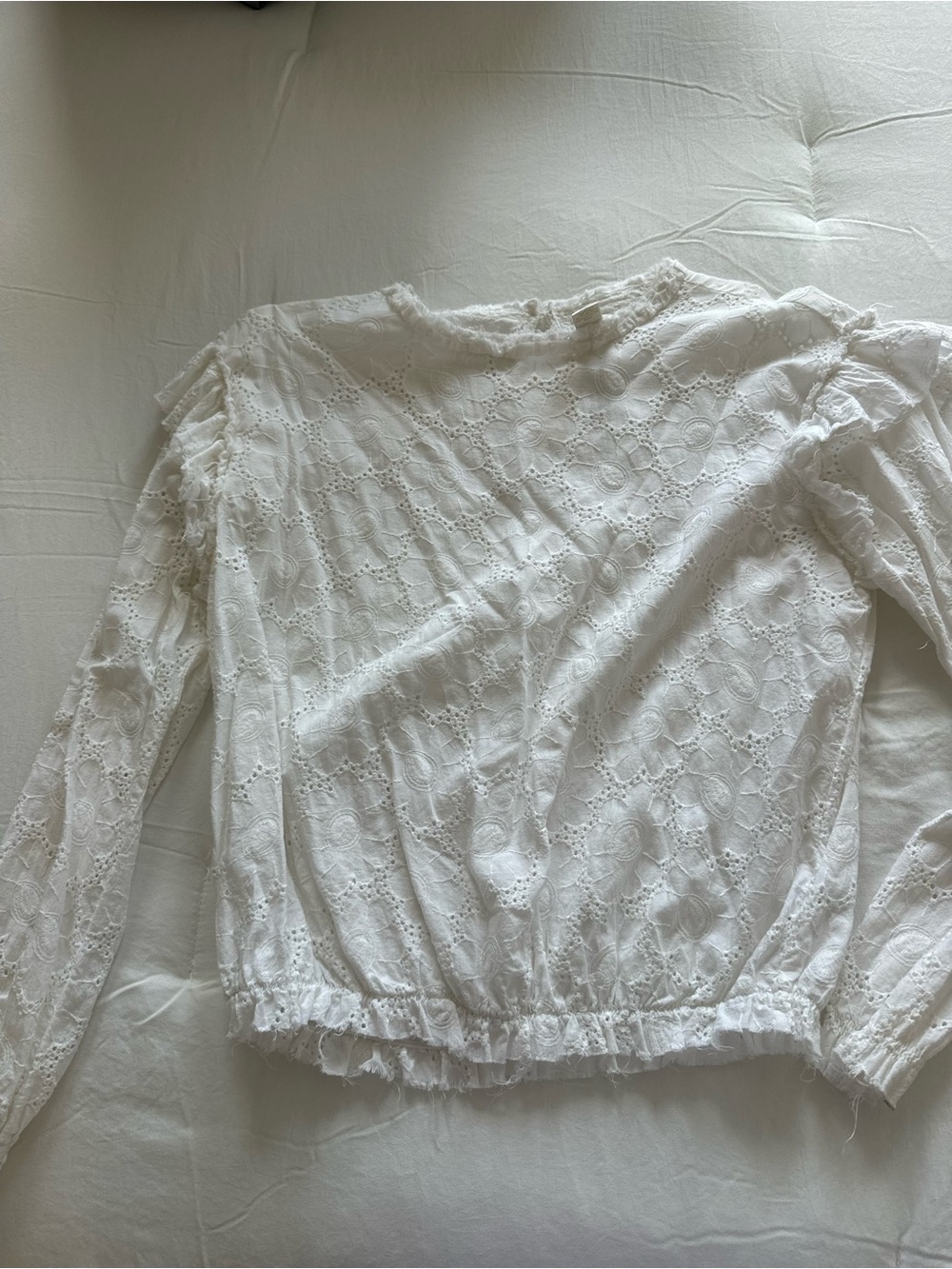 Forever 21 White Lace Long-Sleeve Blouse